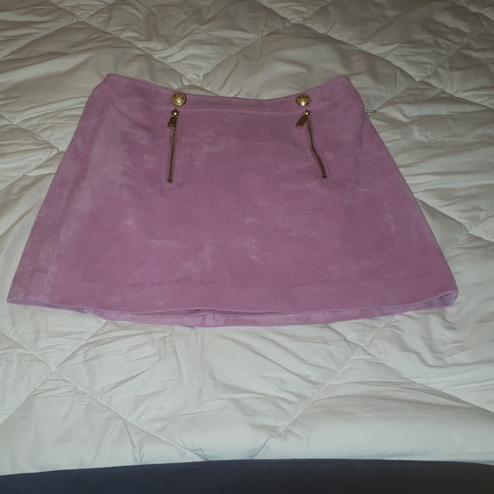 NWOT pink suede mini skirt